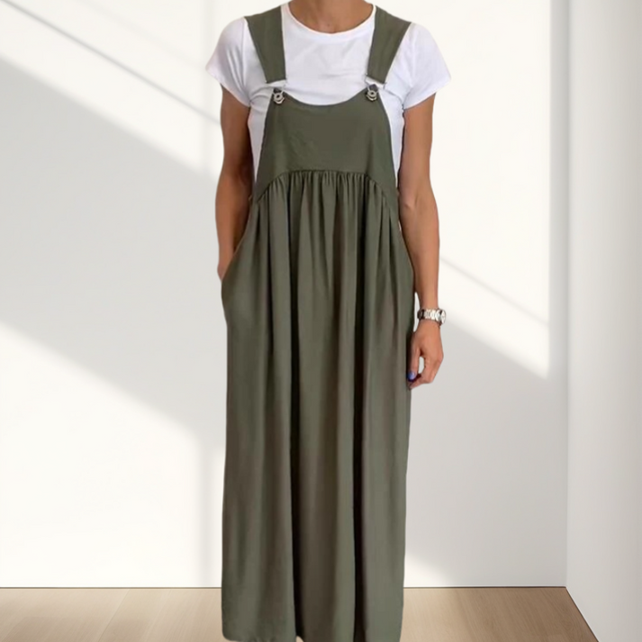 🔥LAST DAY 70% OFF🔥Women’s Casual Solid Color Long Pinafore Dress（ Buy 2 Free Shipping ）