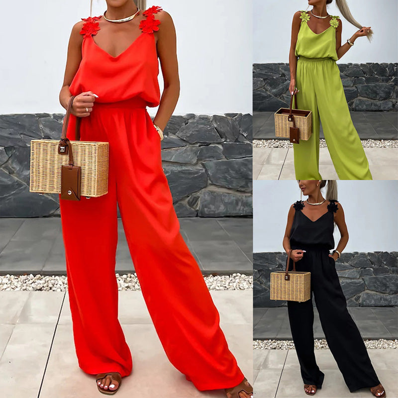 50% Off New Products Hot Sale🔥Women's Sleeveless Wide Leg Jumpsuit