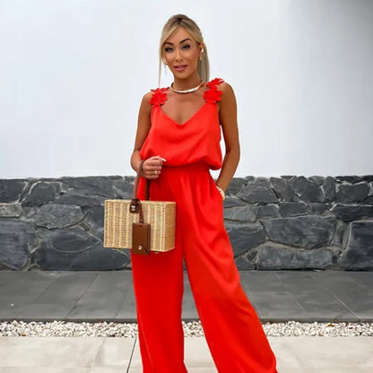 50% Off New Products Hot Sale🔥Women's Sleeveless Wide Leg Jumpsuit