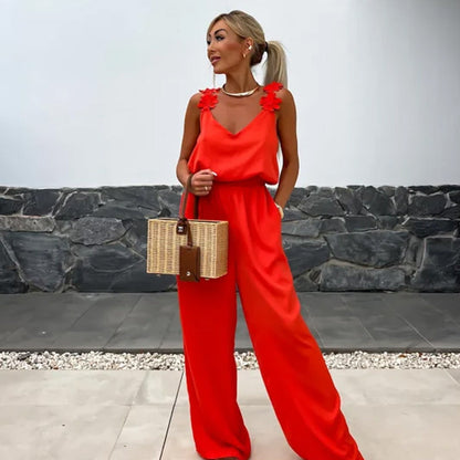 50% Off New Products Hot Sale🔥Women's Sleeveless Wide Leg Jumpsuit