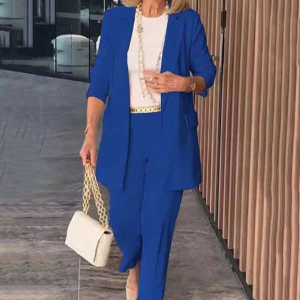 Elegant Women's Two-Piece Suit Set - Blazer and Trousers