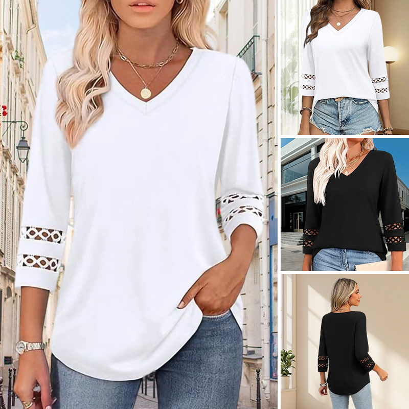 💥Last Day Special Sale 50% OFF💝2025 New Womens 3/4 Length Sleeve Tops Trendy V Neck T Shirts