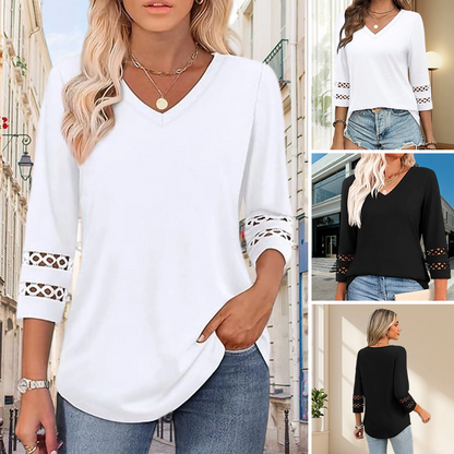 💥Last Day Special Sale 50% OFF💝2025 New Womens 3/4 Length Sleeve Tops Trendy V Neck T Shirts