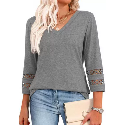 💥Last Day Special Sale 50% OFF💝2025 New Womens 3/4 Length Sleeve Tops Trendy V Neck T Shirts