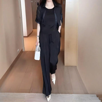 Women's 3-Piece Shirt Jacket, Vest and Pants Set