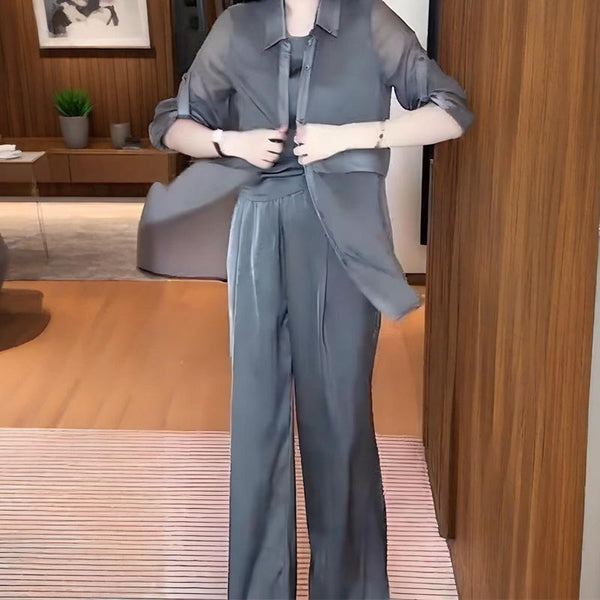 Women's 3-Piece Shirt Jacket, Vest and Pants Set