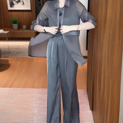 Women's 3-Piece Shirt Jacket, Vest and Pants Set