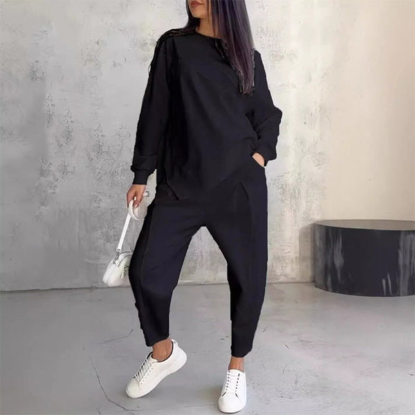 ⏰Limited Time Offer 50% OFF🧡Women Long-Sleeve Irregular Hem Sweatshirts & Pants Set