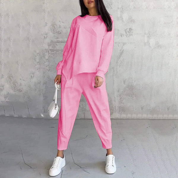 ⏰Limited Time Offer 50% OFF🧡Women Long-Sleeve Irregular Hem Sweatshirts & Pants Set