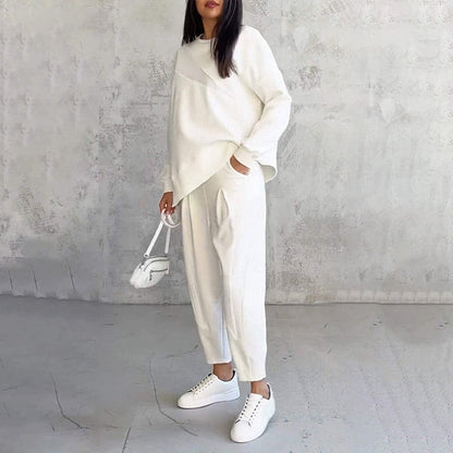 ⏰Limited Time Offer 50% OFF🧡Women Long-Sleeve Irregular Hem Sweatshirts & Pants Set