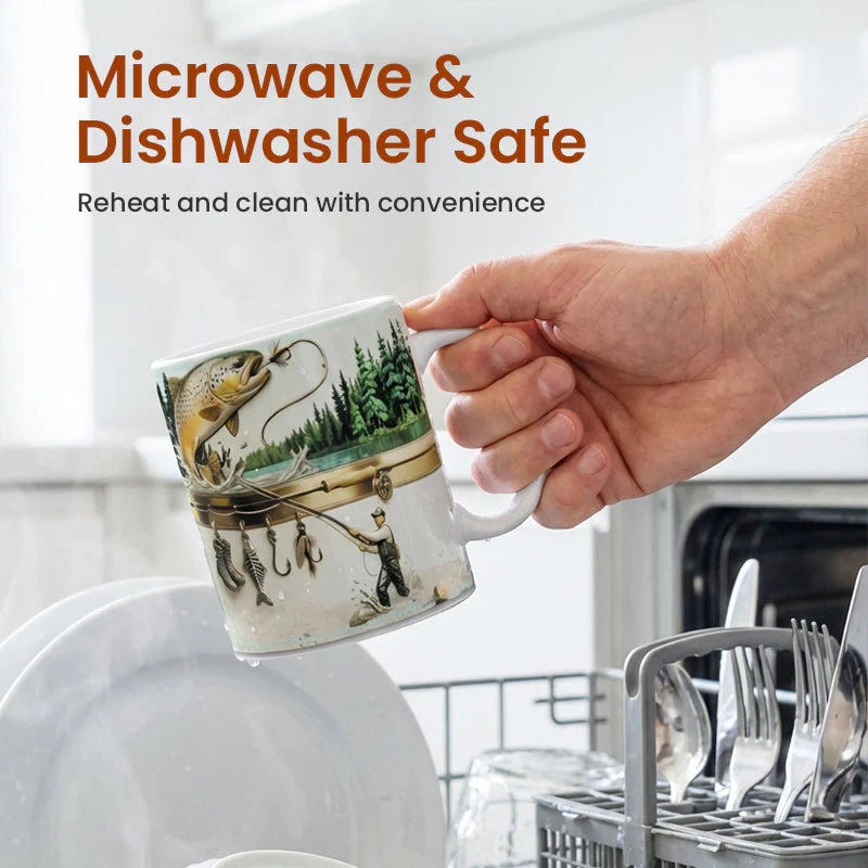 Ceramic Fishing Themed Coffee Mug