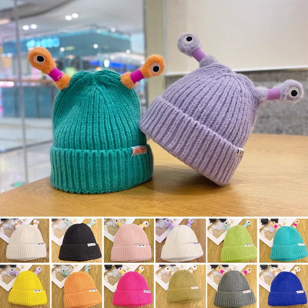 🔥VENTE CHAUDE - 49 % DE RÉDUCTION🔥Hiver Parent-Enfant Mignon Petit Monstre Lumineux Bonnet en Tricot