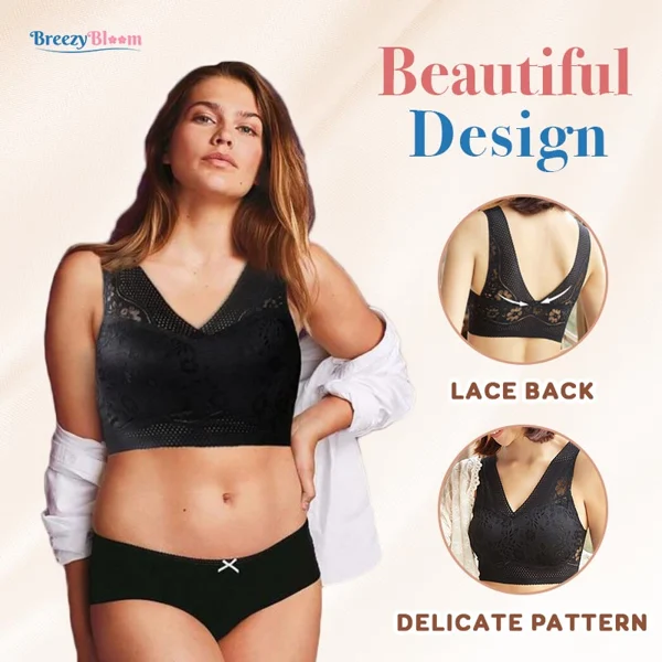 SEAMLESS PLUS SIZE LACE PUSH UP V NECK LOW BACK BRA