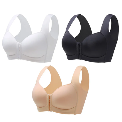 Plus Size Front Buckle Wide Strap Back Support Bra