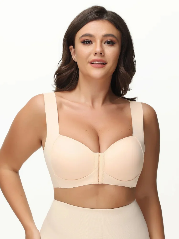 Plus Size Front Buckle Wide Strap Back Support Bra