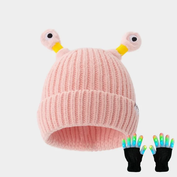 🔥VENTA CALIENTE - 49% DE DESCUENTO🔥Gorro de punto de pequeño monstruo brillante y lindo para padres e hijos de invierno