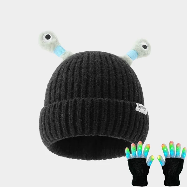 🔥VENTA CALIENTE - 49% DE DESCUENTO🔥Gorro de punto de pequeño monstruo brillante y lindo para padres e hijos de invierno