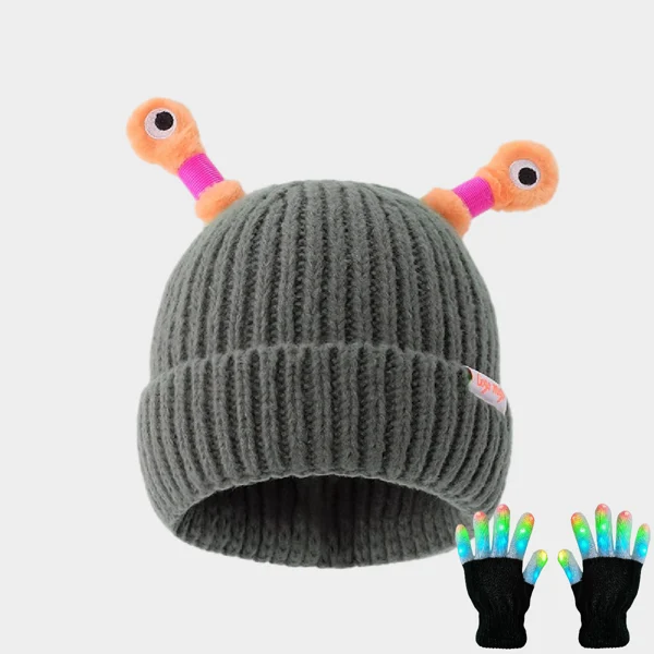 🔥VENTA CALIENTE - 49% DE DESCUENTO🔥Gorro de punto de pequeño monstruo brillante y lindo para padres e hijos de invierno