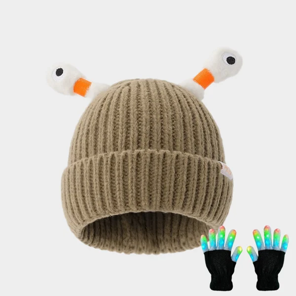 🔥VENTA CALIENTE - 49% DE DESCUENTO🔥Gorro de punto de pequeño monstruo brillante y lindo para padres e hijos de invierno