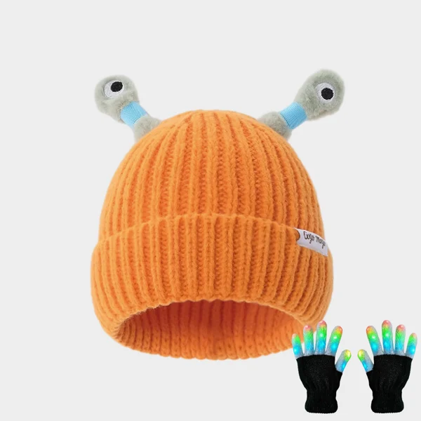 🔥VENTA CALIENTE - 49% DE DESCUENTO🔥Gorro de punto de pequeño monstruo brillante y lindo para padres e hijos de invierno