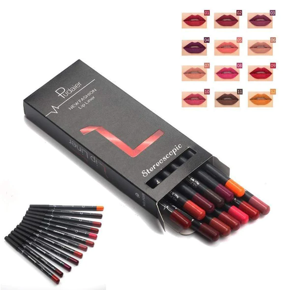 12 Colors Lip Liner Pencil Waterproof Non Marking