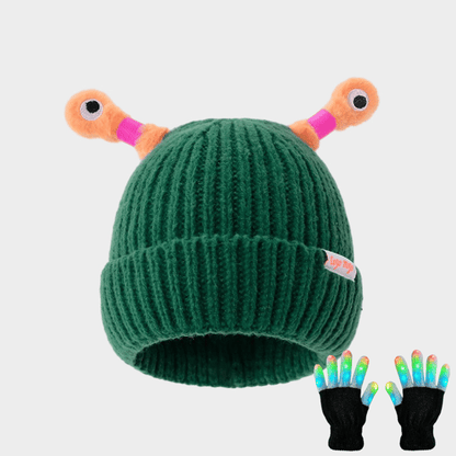 🔥VENTA CALIENTE - 49% DE DESCUENTO🔥Gorro de punto de pequeño monstruo brillante y lindo para padres e hijos de invierno