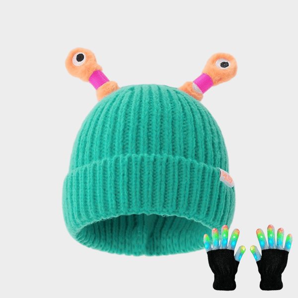 🔥VENTA CALIENTE - 49% DE DESCUENTO🔥Gorro de punto de pequeño monstruo brillante y lindo para padres e hijos de invierno