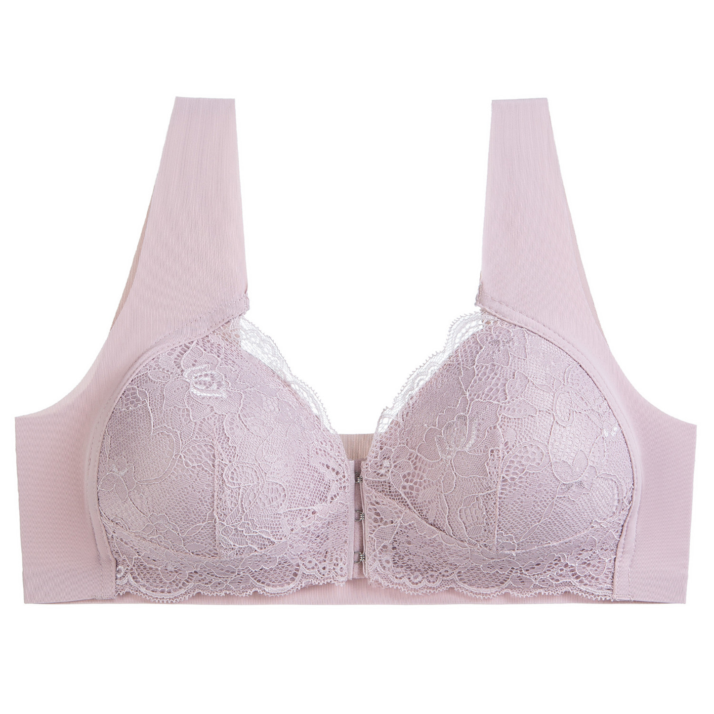 Front closure seamless lace bra