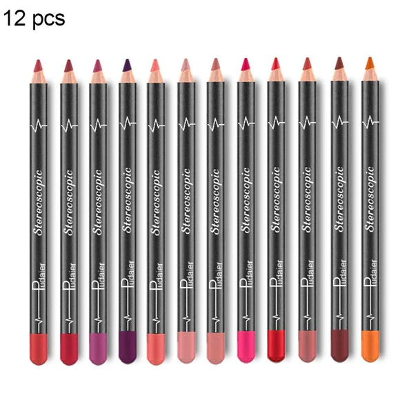 12 Colors Lip Liner Pencil Waterproof Non Marking