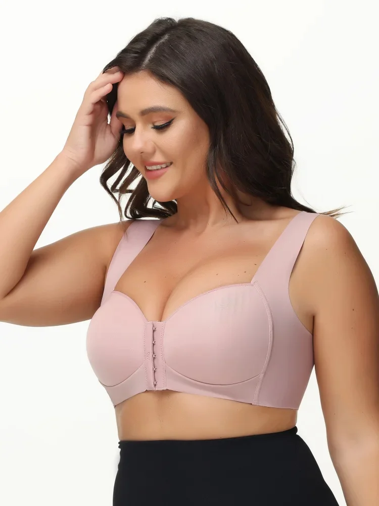 Plus Size Front Buckle Wide Strap Back Support Bra