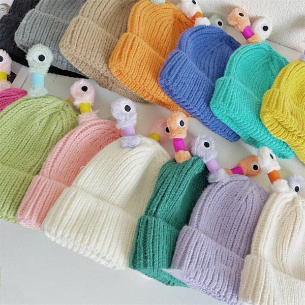 🔥VENTE CHAUDE - 49 % DE RÉDUCTION🔥Hiver Parent-Enfant Mignon Petit Monstre Lumineux Bonnet en Tricot