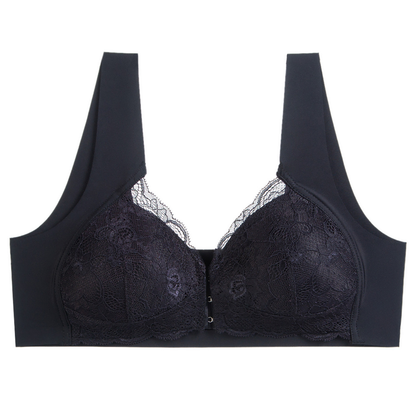 Front closure seamless lace bra