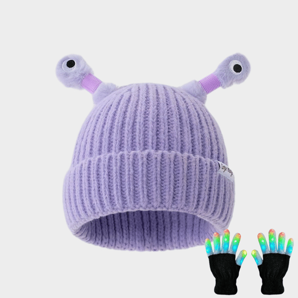 🔥VENTA CALIENTE - 49% DE DESCUENTO🔥Gorro de punto de pequeño monstruo brillante y lindo para padres e hijos de invierno