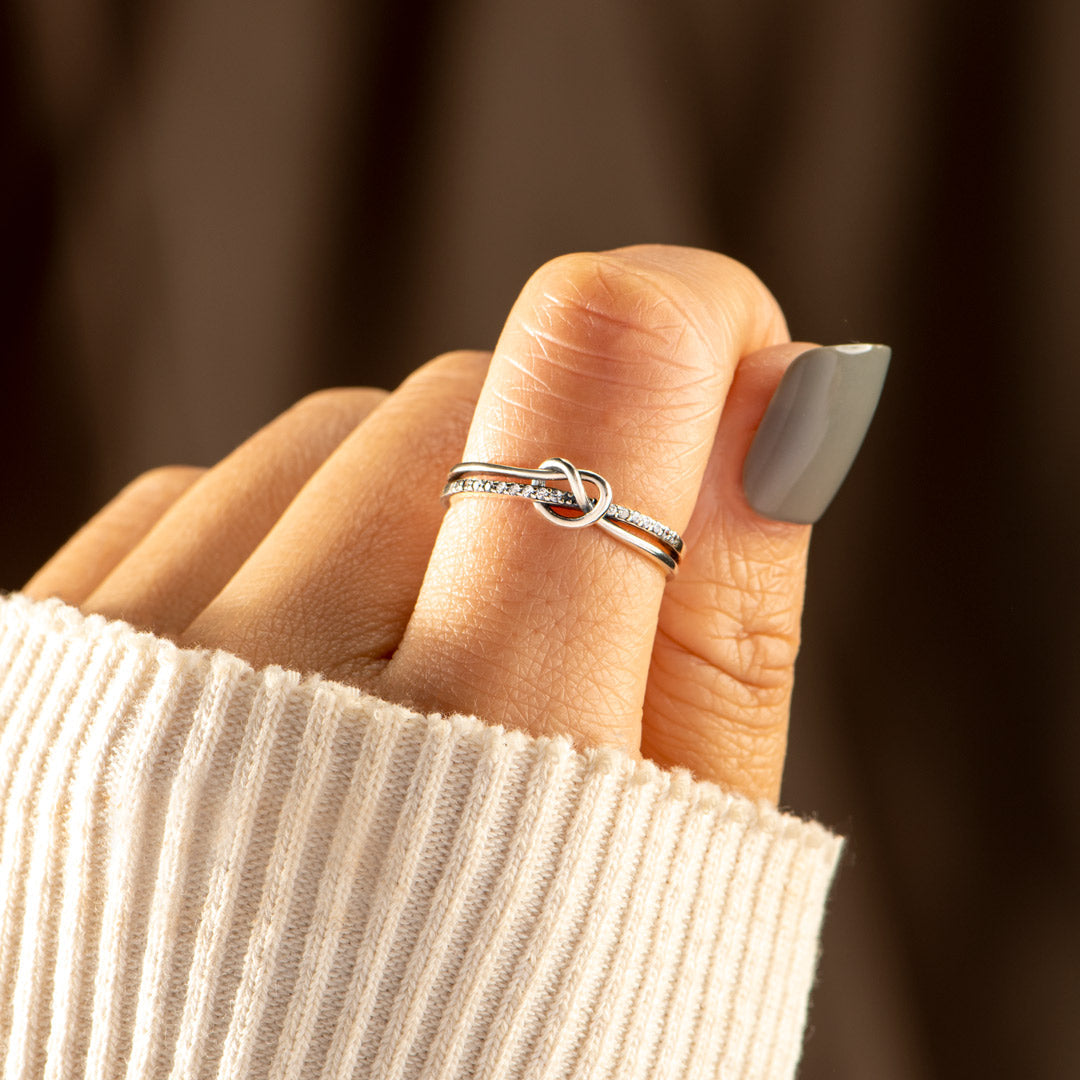 Mother & Daughter Bond Double Band Knot Ring