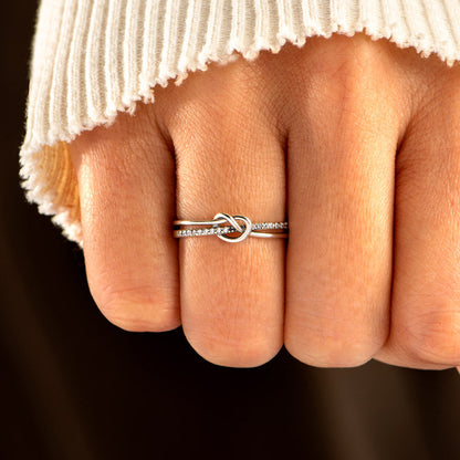 Mother & Daughter Bond Double Band Knot Ring