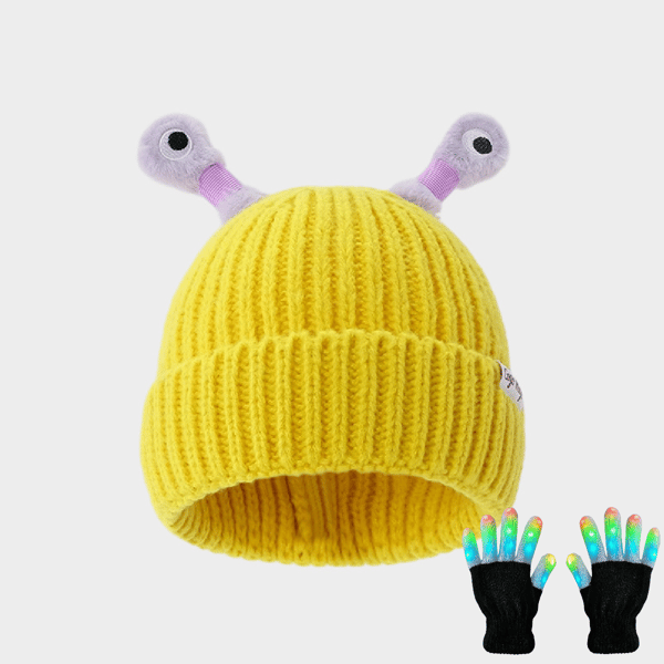 🔥VENTA CALIENTE - 49% DE DESCUENTO🔥Gorro de punto de pequeño monstruo brillante y lindo para padres e hijos de invierno