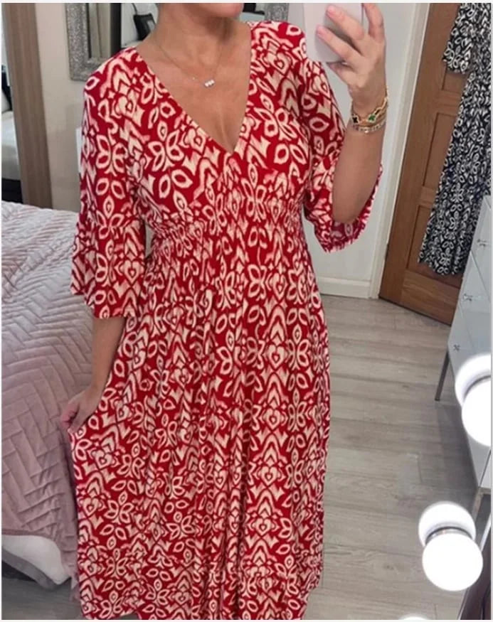 🔥LAST DAY 70% OFF🔥V-neck floral dress （🔥Buy 2 Free Shipping🔥）