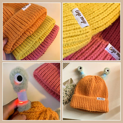 🔥VENTA CALIENTE - 49% DE DESCUENTO🔥Gorro de punto de pequeño monstruo brillante y lindo para padres e hijos de invierno