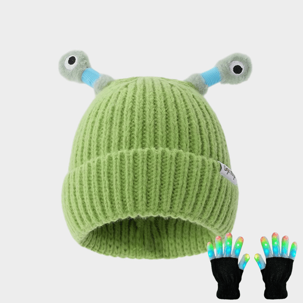 🔥VENTA CALIENTE - 49% DE DESCUENTO🔥Gorro de punto de pequeño monstruo brillante y lindo para padres e hijos de invierno