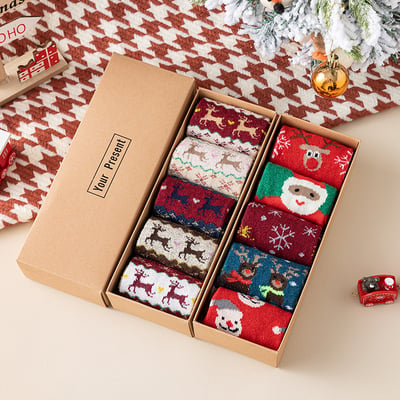 ( 🎄 Noël -30% ) 🎁 5 paires de chaussettes de Noël