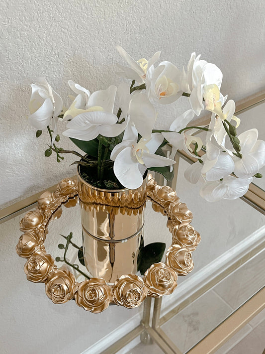 Luxurious Orchid Flowers With Gold Vase