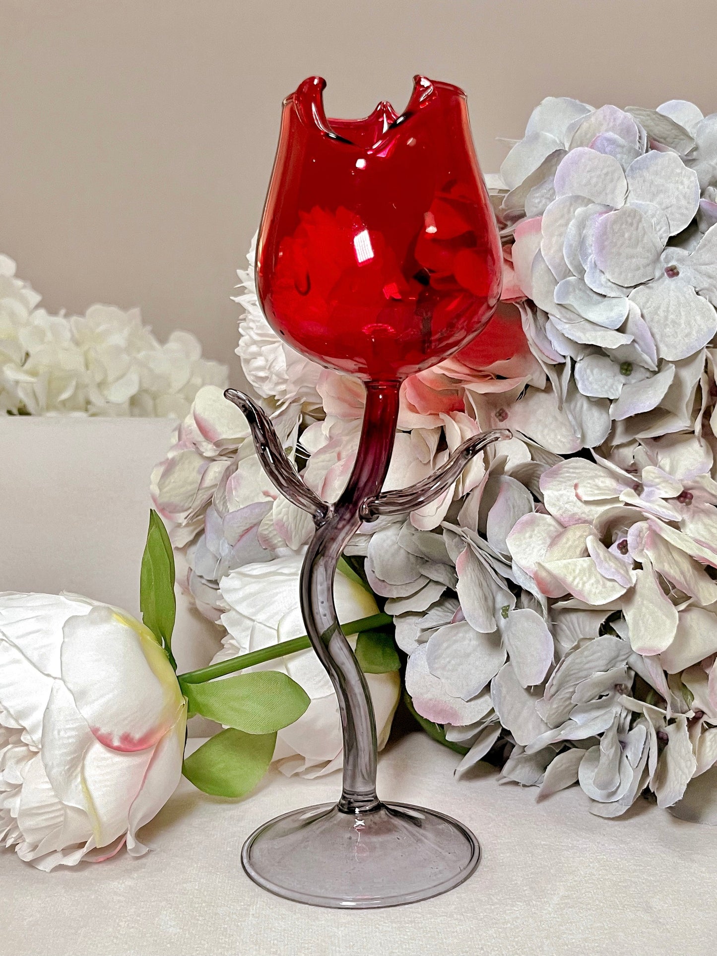 Rose For Rosé Glass Cup in Red - Handcrafted