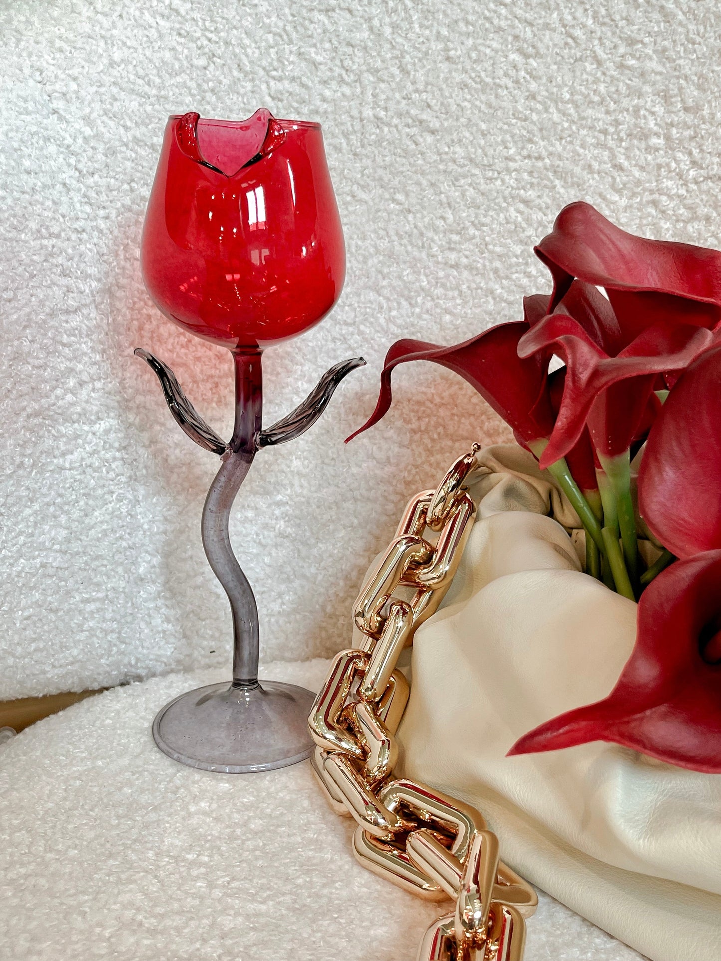 Rose For Rosé Glass Cup in Red - Handcrafted