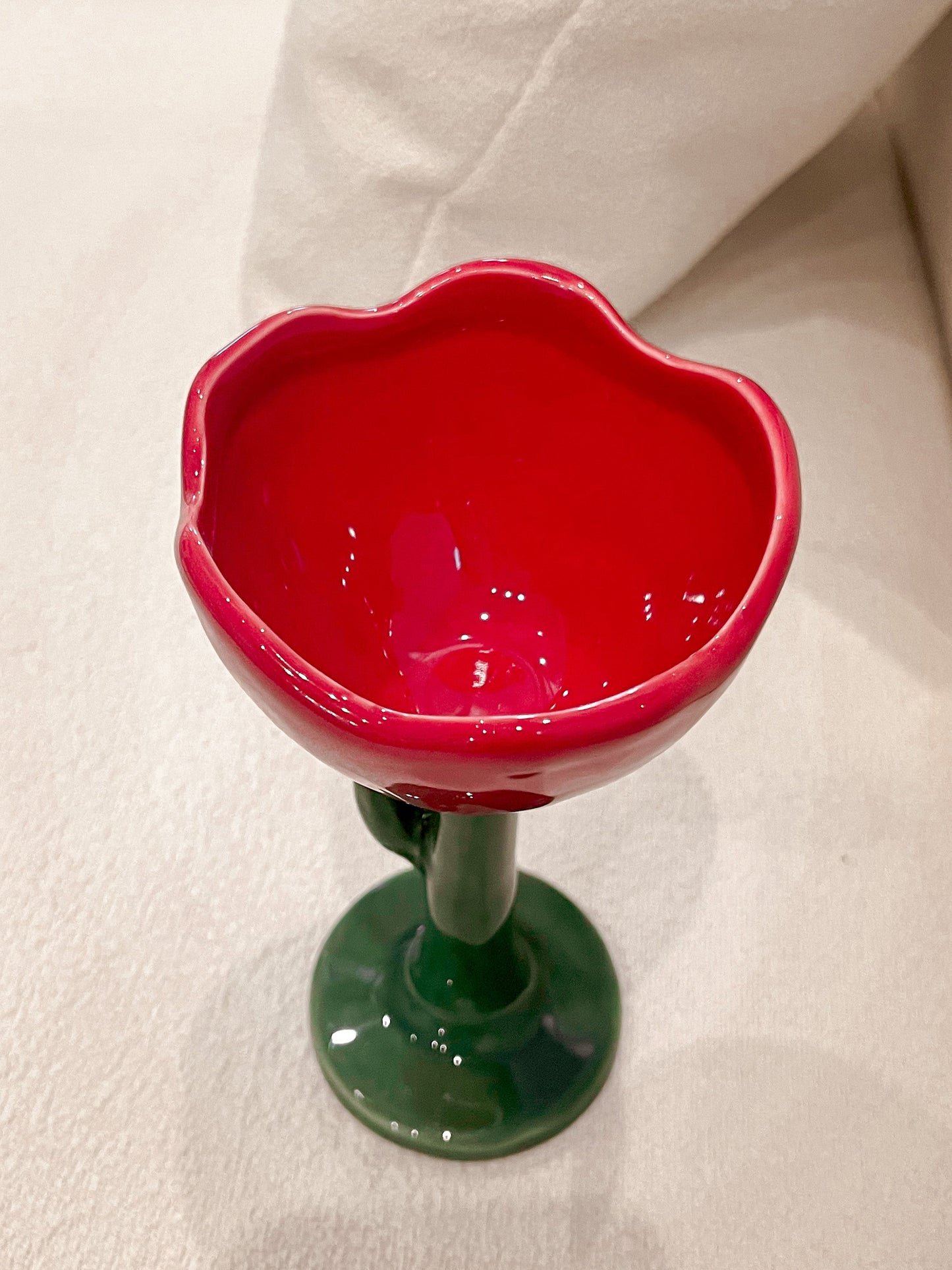 Ceramic Tulip Flower Cup in Red