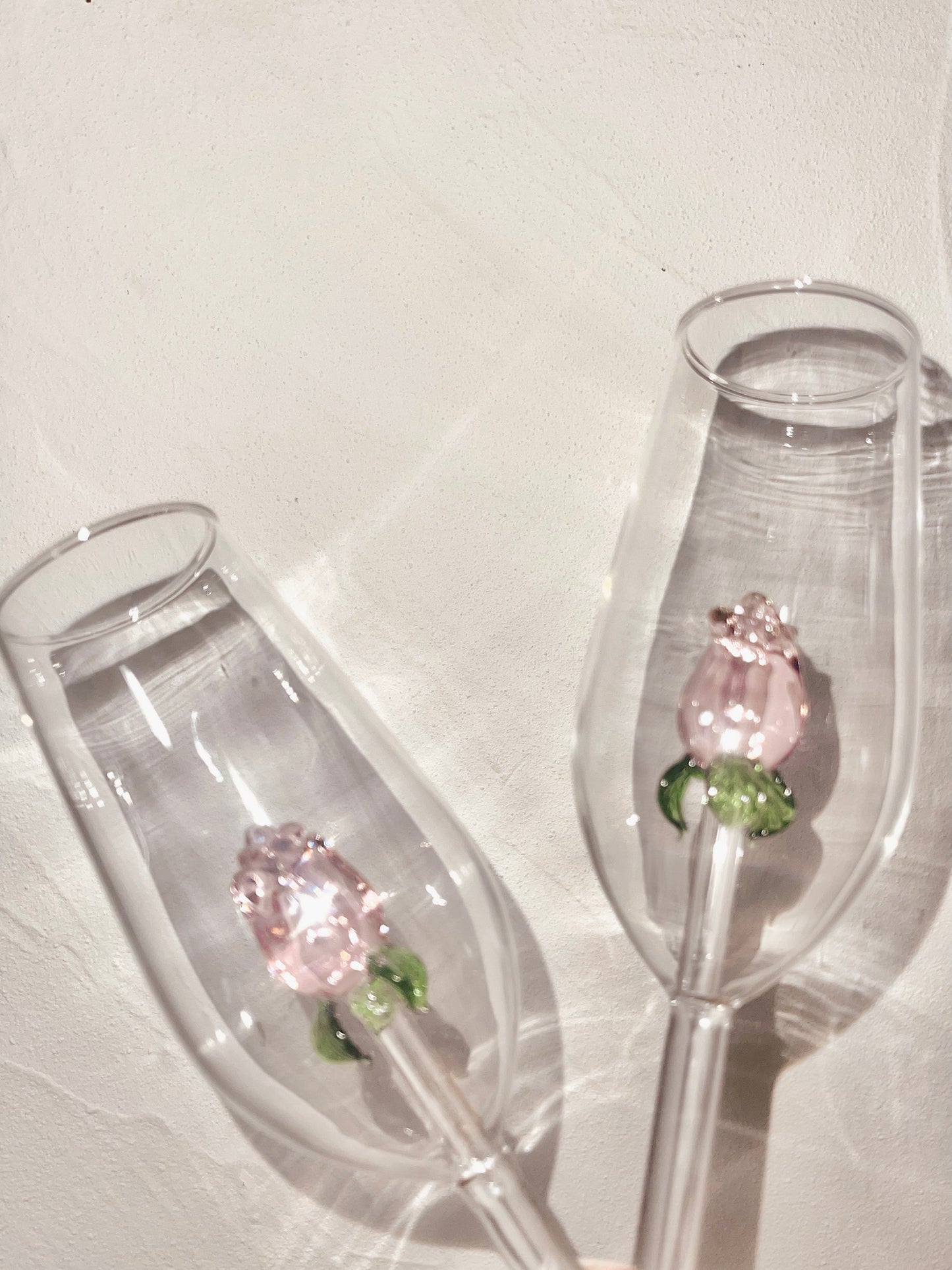 La Vie En Rose Champagne Glass Set of 2 - Handcrafted