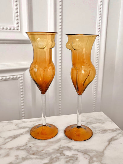 The Lady Glass Cup Set in Brown- Handblown