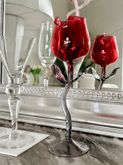 Rose For Rosé Glass Cup in Red - Handcrafted