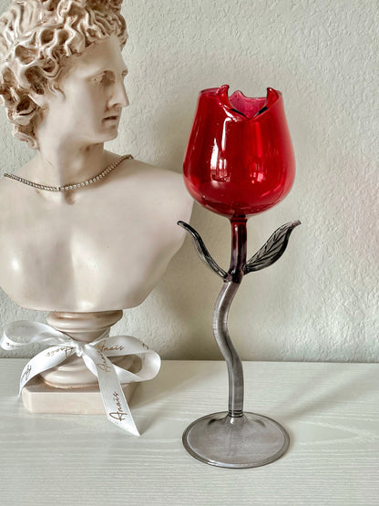 Rose For Rosé Glass Cup in Red - Handcrafted