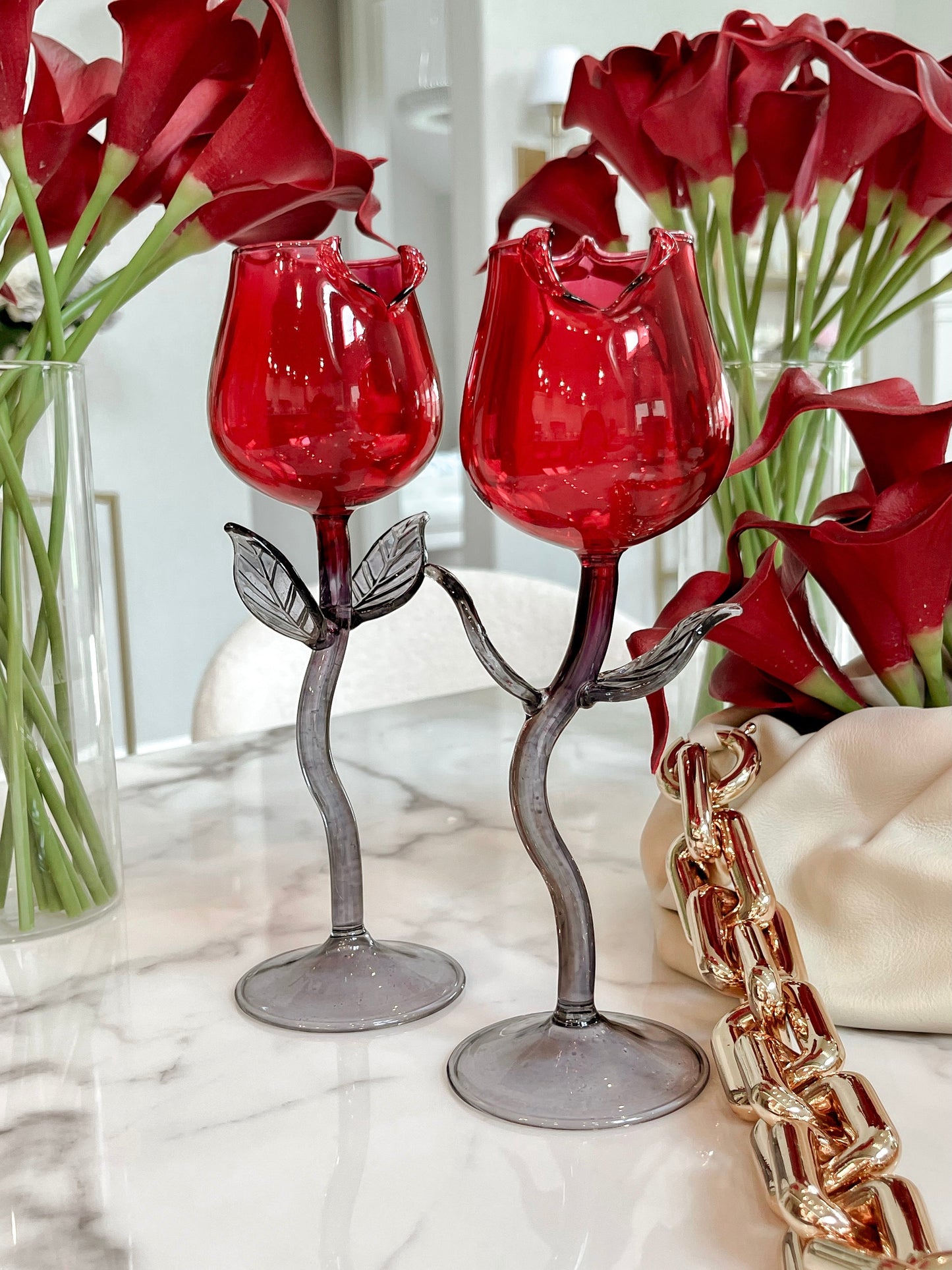 Rose For Rosé Glass Cup in Red - Handcrafted