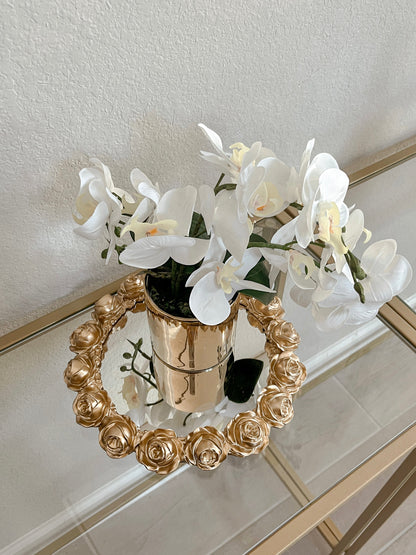 Luxurious Orchid Flowers With Gold Vase